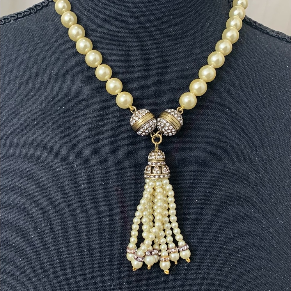 Heidi Daus Endless Possibilities pearl necklace with tassel pendant 18 inches